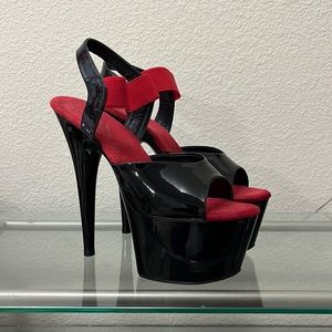 Pleaser adore 714 red and black platform heels
